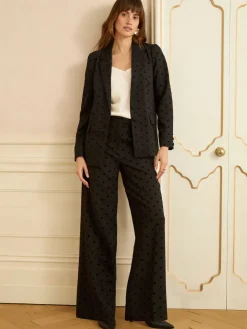 Love & Roses Black Flocked Spot Blazer Sale