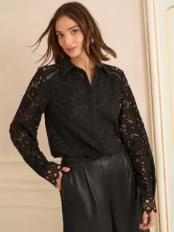 Love & Roses Black Lace Long Sleeve Shirt Online