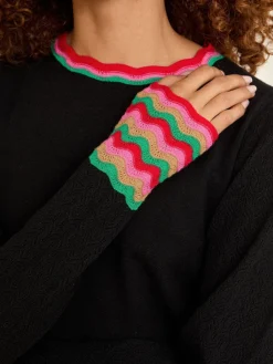 Love & Roses Wavy Rainbow Stripe Knit Jumper Black Best