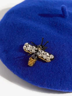 Love & Roses Beret Hat Blue Embellished Hot