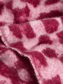 Love & Roses Burgundy Leopard Print Brushed Scarf New