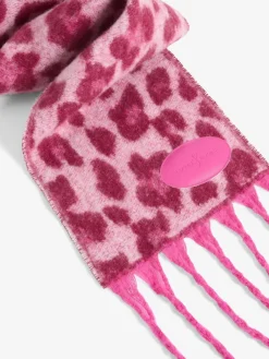 Love & Roses Burgundy Leopard Print Brushed Scarf New