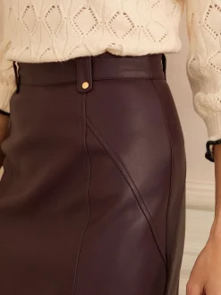 Love & Roses Faux Leather Mini Skirt Burgundy Red Online