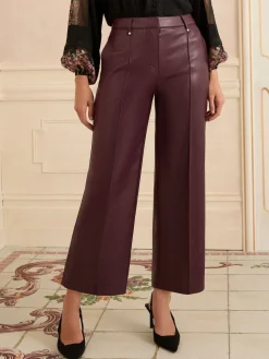 Love & Roses Faux Leather Wide Crop Skirt Cherry Red New