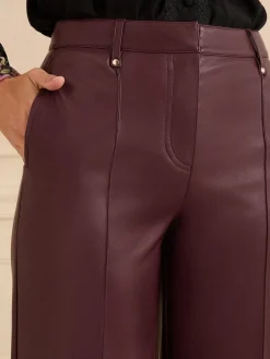 Love & Roses Faux Leather Wide Crop Skirt Cherry Red New