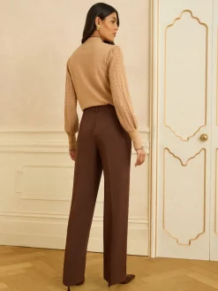 Love & Roses Chocolate Brown Wide Leg Trousers Hot