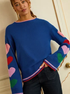 Love & Roses Crew Neck Cosy Jumper Cobalt Blue Outlet