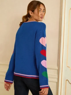 Love & Roses Crew Neck Cosy Jumper Cobalt Blue Outlet