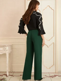 Love & Roses Forest Green Wide Leg Trousers New