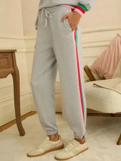 Love & Roses Jersey Loungewear Bottoms Grey Rainbow Tipped New