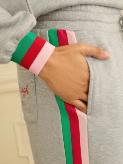 Love & Roses Jersey Loungewear Bottoms Grey Rainbow Tipped New