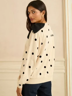 Love & Roses Bow Shoulder Sweatshirt Ivory Spot Sale