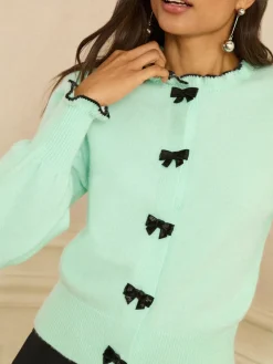 Love & Roses Mint Green Bow Detail Knitted Jumper Outlet