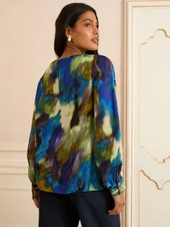 Love & Roses Long Sleeve Satin Cowl Neck Blouse Multi Outlet