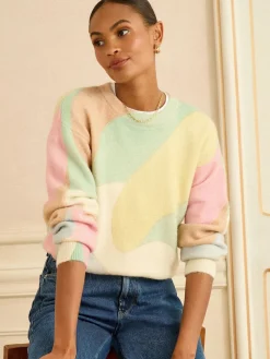 Love & Roses Multicoloured Cosy Print Knitted Jumper Sale