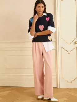 Love & Roses Animal Heart Jumper Navy Blue Multi Best