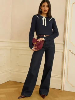 Love & Roses Knitted Collar Jumper Navy