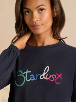 Love & Roses Jersey Long Sleeve Pyjamas Set Navy Moon And Star Print New