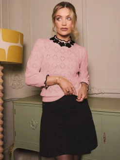 Love & Roses 3D Flower Trim Pointelle Jumper Pale Pink Online