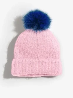 Love & Roses Pink and Blue Constrast Cosy Pom Hat Discount