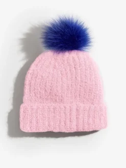 Love & Roses Pink and Blue Constrast Cosy Pom Hat Discount