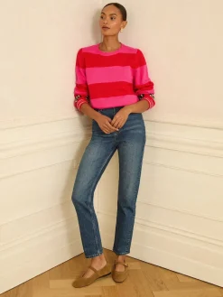 Love & Roses Animal Heart Jumper Pink and Red Stripe Outlet