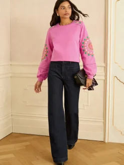 Love & Roses Pink Heart Ric Rac Embroidered Sweat Top Online