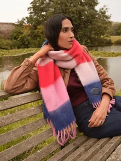 Love & Roses Pink/Blue Stripe Brushed Scarf Sale