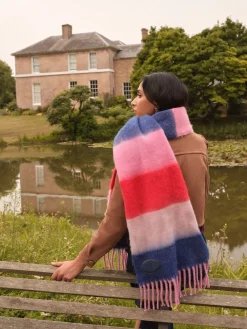 Love & Roses Pink/Blue Stripe Brushed Scarf Sale