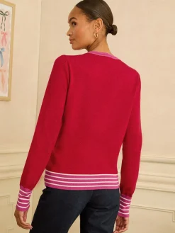 Love & Roses Red Bow Neck Knitted Jumper Clearance