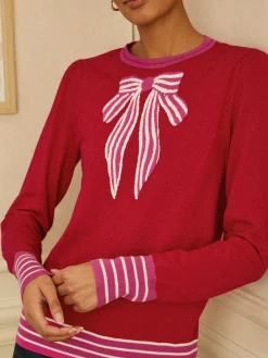 Love & Roses Red Bow Neck Knitted Jumper Clearance