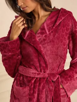 Love & Roses Cosy Dressing Gown Red Heart Tipped