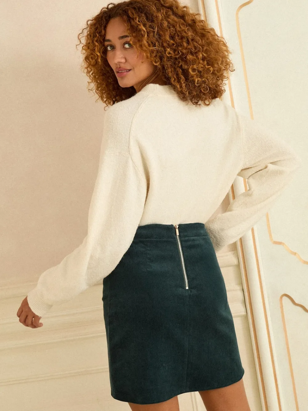 Love & Roses Corduroy Mini Skirt Teal Blue Sale