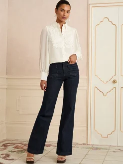 Love & Roses Centre Long Sleeve Shirt White Ecru Lace