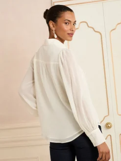 Love & Roses Centre Long Sleeve Shirt White Ecru Lace