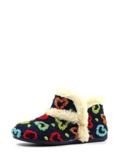 Lunar Blue Angel Heart Detail Bootie Slippers Online