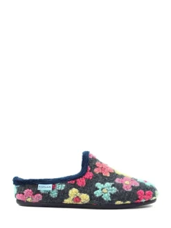 Lunar Blue Dolly Flower Mule Slippers