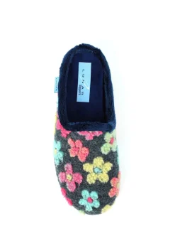 Lunar Blue Dolly Flower Mule Slippers
