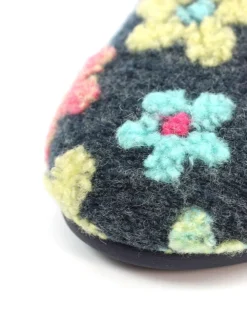 Lunar Blue Dolly Flower Mule Slippers