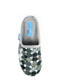 Lunar Grey Crackle Spotty Mule Slippers
