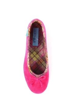 Lunar Pink Bow Tartan Trim Pump Slippers