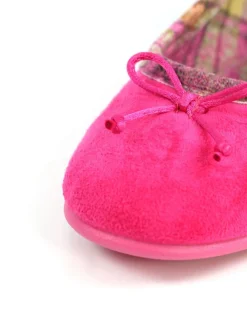 Lunar Pink Bow Tartan Trim Pump Slippers