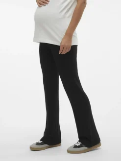 Mamalicious Black Maternity Jersey Flared Leggings New