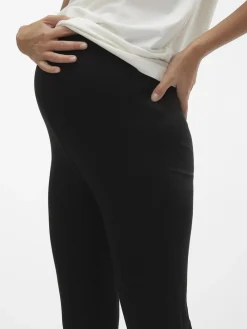 Mamalicious Black Maternity Jersey Flared Leggings New