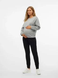 Mamalicious Black Maternity Drawstring Cuffed Casual Trousers Hot