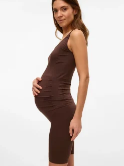 Mamalicious Maternity Seamless Leggings Dark Brown Discount