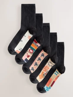 Next Marrakesh Mix Print Footbed Ankle Socks 5 Pack Outlet