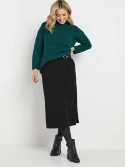 M&Co Black Buckle Detail Midi Skirt