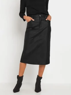 M&Co Black Coated Midi Skirt Hot