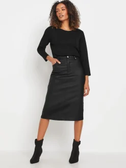 M&Co Black Coated Midi Skirt Hot